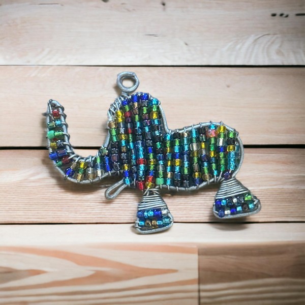 Beaded Elephant Key Ring