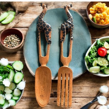 Wooden Carved Giraffe Salad...